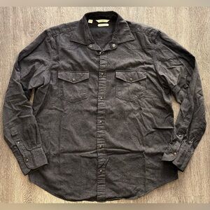 SUITSUPPLY Dark Grey Flannel Western Shirt Slim Fit XL 17/17.5